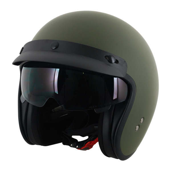 Stealth Stealth Open Face Helmet With Peak - Matt Green